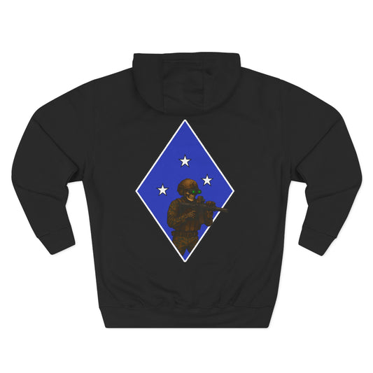 Fleece Hoodie - Tactical Skeleton Blue Diamond Military Inspired