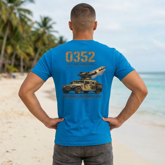 0352 Anti-Tank Missileman Tee — Warheads On Foreheads Military Crew Shirt